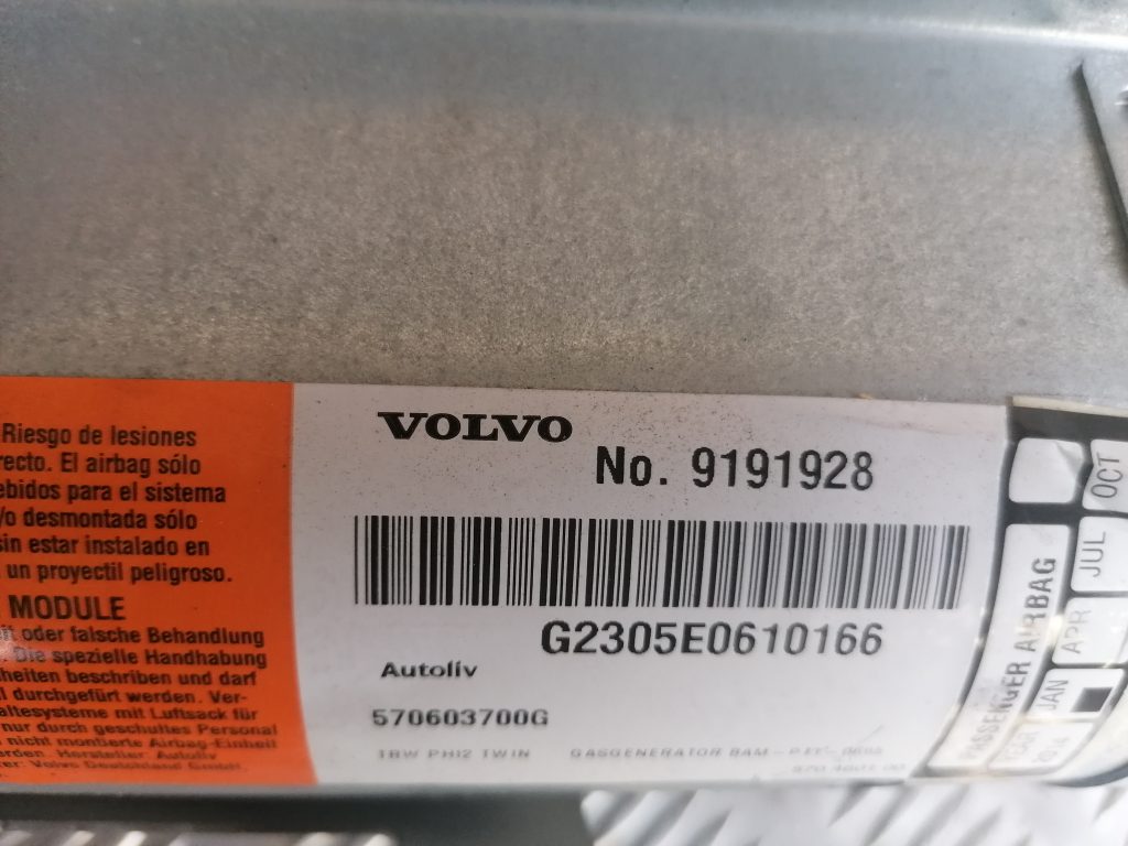 Mērinstrumentu paneļa drošības spilvens priekš VOLVO V70 2004