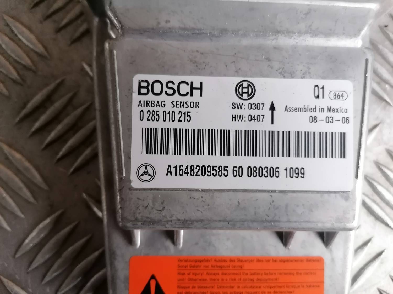 Drošības spilvena vadības bloks priekš MERCEDES BENZ ML280 2008 OBSIDIAN BLACK