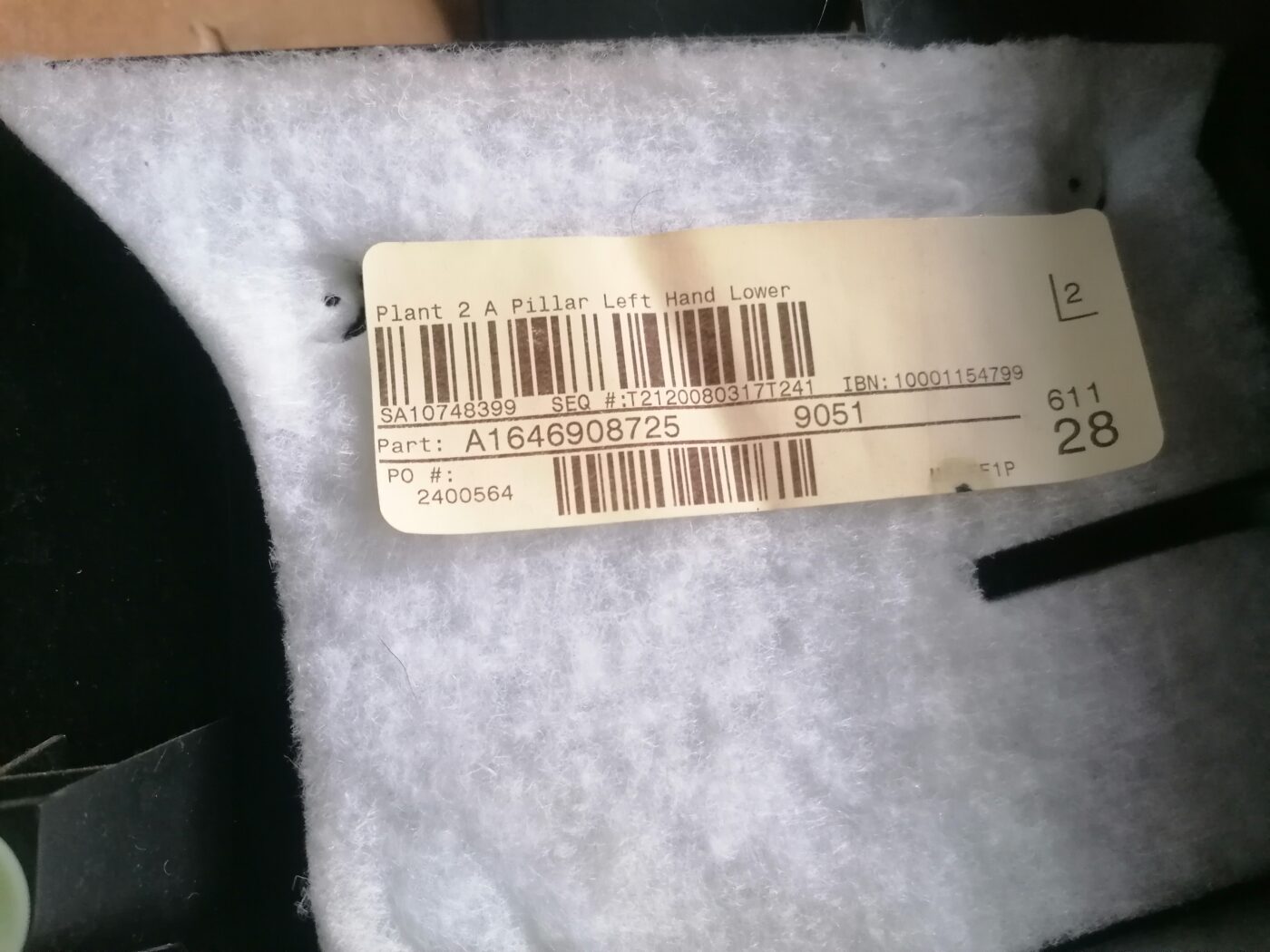 Sliekšņa priekšēja kreisa uzlika (salonā) priekš MERCEDES BENZ ML280 2008 OBSIDIAN BLACK