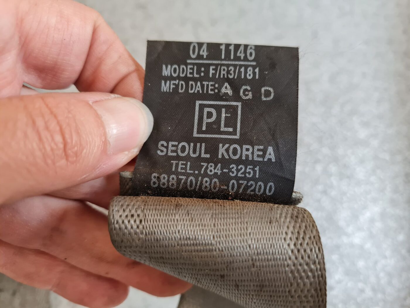 Priekšējā labā drošības josta priekš KIA PICANTO 2006 7 Priekšējā labā drošības josta priekš KIA PICANTO 2006